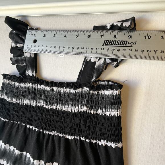 Wonder Nation Girls Maxi Dress M (7-8) Black Striped A-Line Ruffle Sleeveless - Picture 3 of 7